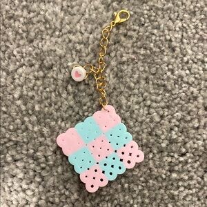 Pastel Pink and Blue Beaded Keychain